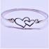 Charming Double Heart Sterling Silver Bangle